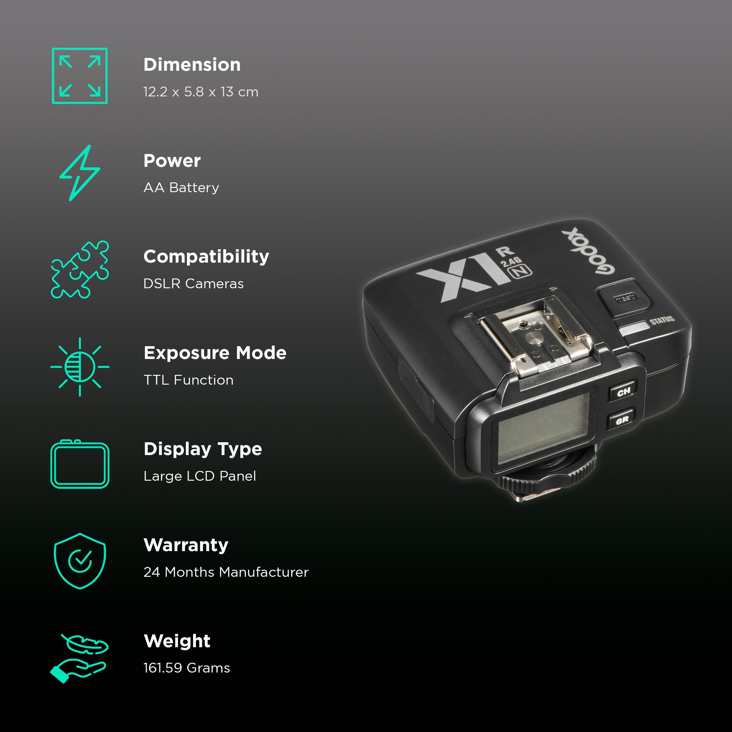 Buy Godox X1R-N Wireless Flash Trigger for Nikon (Built-in 2.4G ...